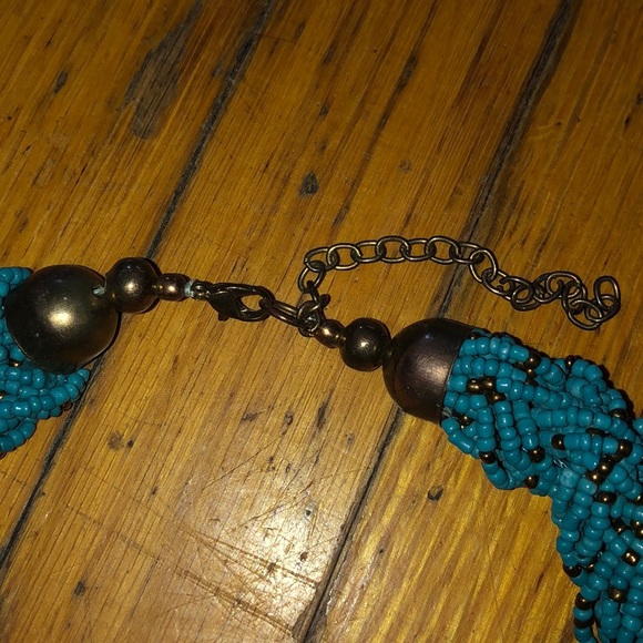 Forever 21 Turquoise & Gold Beaded Collar Necklace - Picture 3 of 3